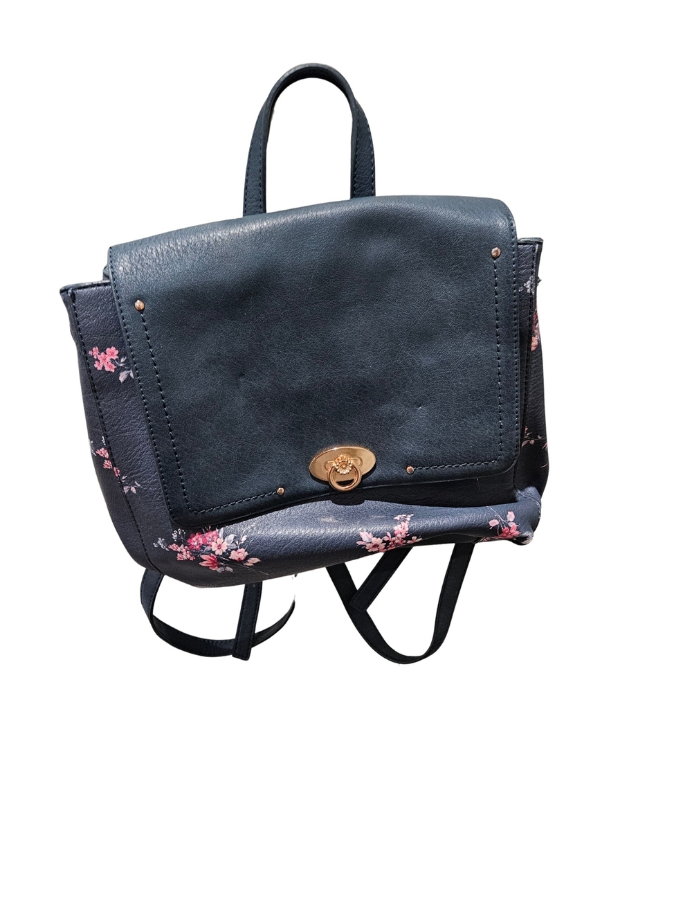 LC Lauren Conrad Navy Backpack with Pink Floral Details
